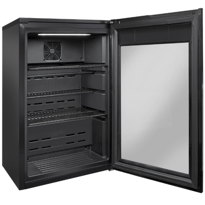 Artusi - Single Door Bar Fridge - Open - Empty - Angled View