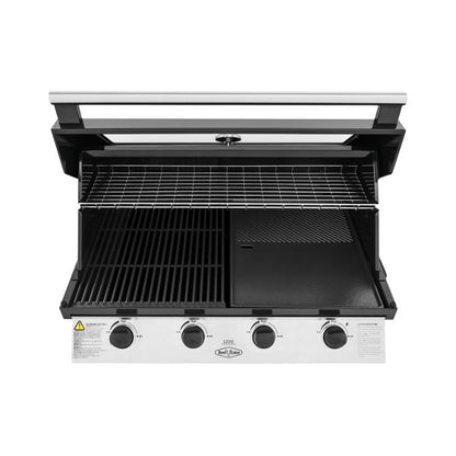 Beefeater - 1200 Series Black Enamel 4 Burner Built In BBQ w/ Cast Iron Burners & Grills