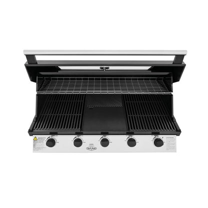 Beefeater - 1200 Series Black Enamel 5 Burner Built In BBQ w/ Cast Iron Burners & Grills