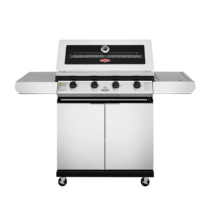 Beefeater - 1200 Series Stainless Steel 4 Burner BBQ & Trolley w/ Side Burner, Cast Iron Burners & Grills