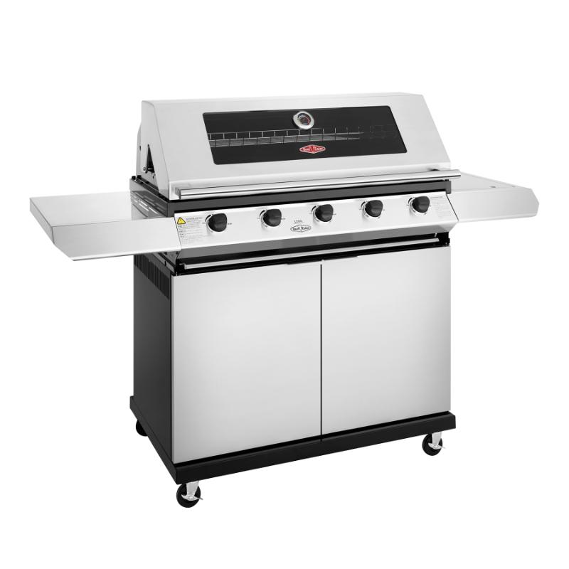 Beefeater - 1200 Series Stainless Steel 5 Burner BBQ & Trolley w/ Side Burner, Cast Iron Burners & Grills