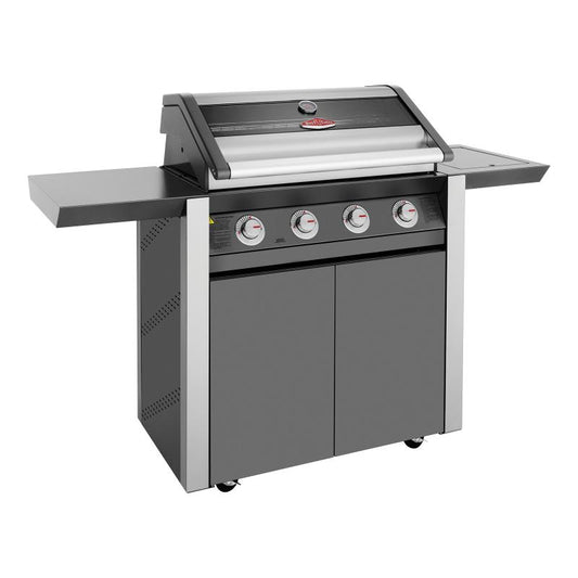 Beefeater - 1600 Series Dark 4 Burner BBQ & Trolley w/ Side Burner, Cast Iron Burners & Grills