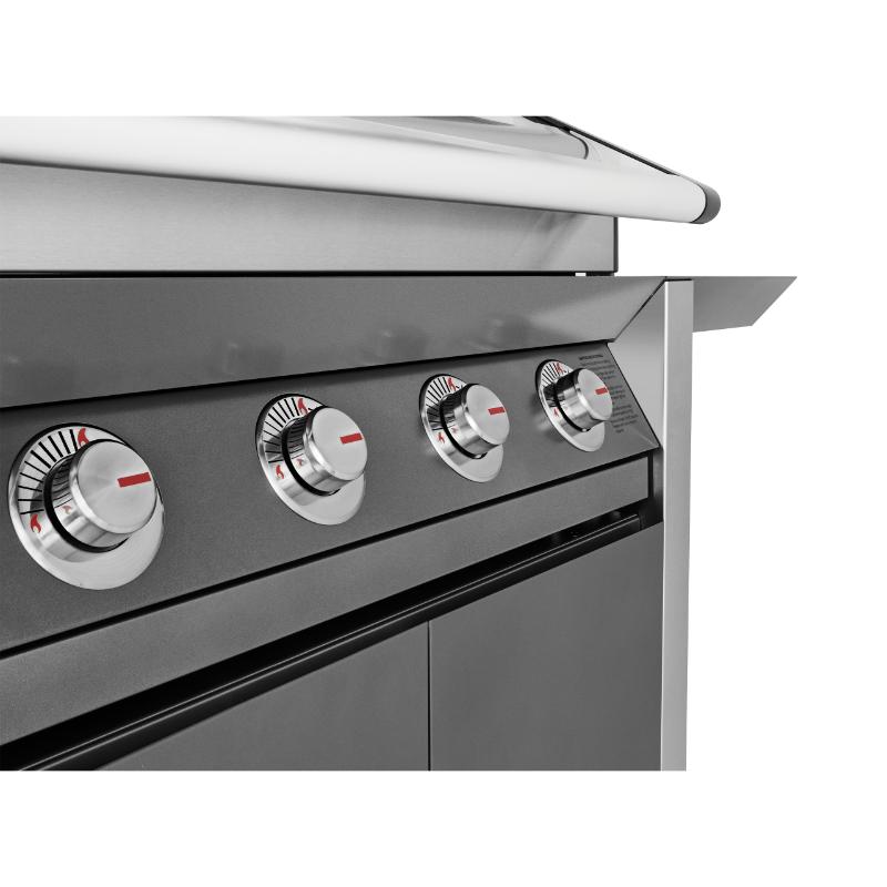 Beefeater - 1600 Series Dark 4 Burner BBQ & Trolley w/ Side Burner, Cast Iron Burners & Grills