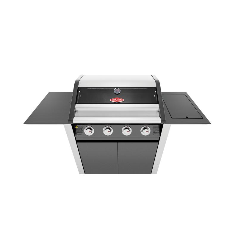 Beefeater - 1600 Series Dark 4 Burner BBQ & Trolley w/ Side Burner, Cast Iron Burners & Grills