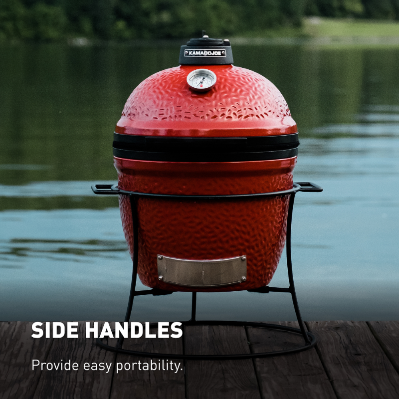 Kamado Joe - Joe Junior™ 13.5-inch Charcoal Grill in Red with Cast Iron Stand