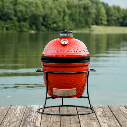 Kamado Joe - Joe Junior™ 13.5-inch Charcoal Grill in Red with Cast Iron Stand