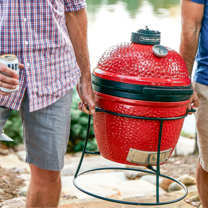 Kamado Joe - Joe Junior™ 13.5-inch Charcoal Grill in Red with Cast Iron Stand