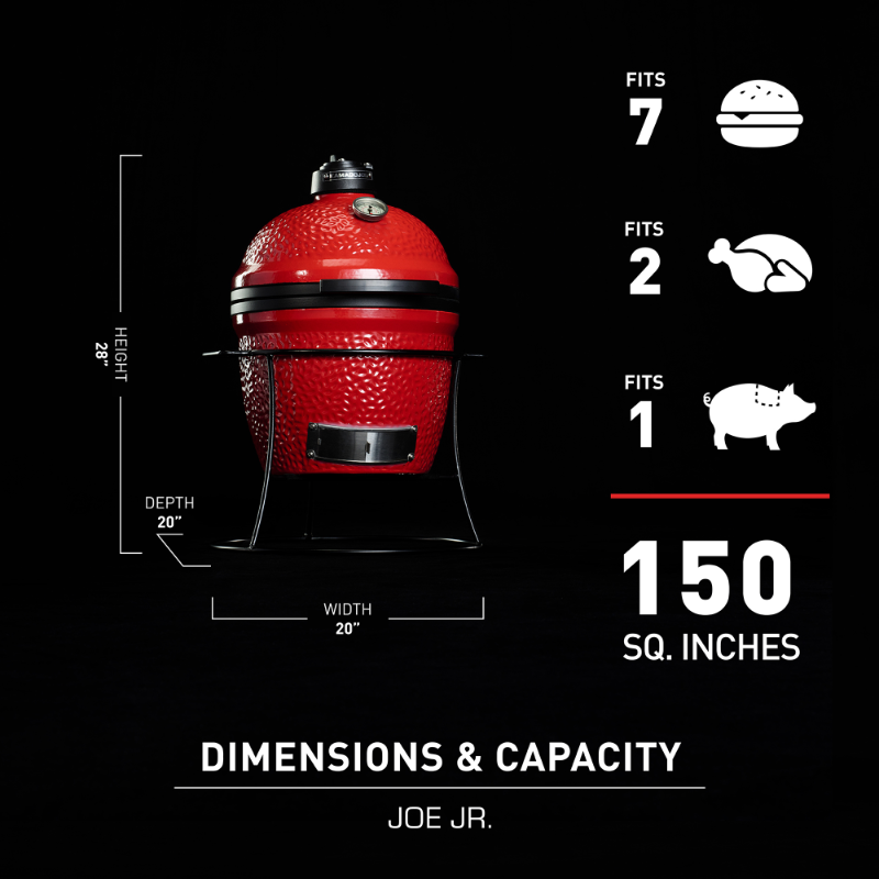 Kamado Joe - Joe Junior™ 13.5-inch Charcoal Grill in Red with Cast Iron Stand