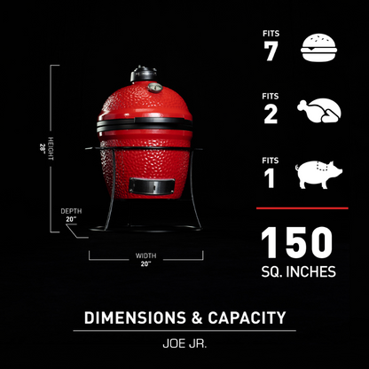 Kamado Joe - Joe Junior™ 13.5-inch Charcoal Grill in Red with Cast Iron Stand