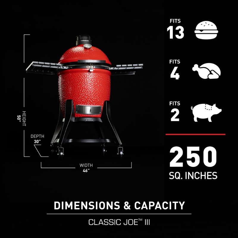 Kamado Joe - Classic Joe™ III 18-inch Free Standing Charcoal Grill in Red