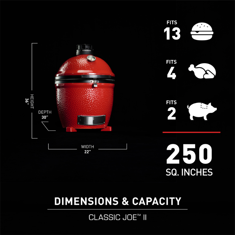 Kamado Joe - Classic Joe™ II 18-inch Free Standing Charcoal Grill in Red