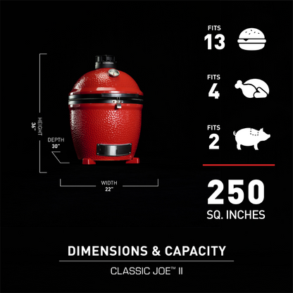 Kamado Joe - Classic Joe™ II 18-inch Free Standing Charcoal Grill in Red