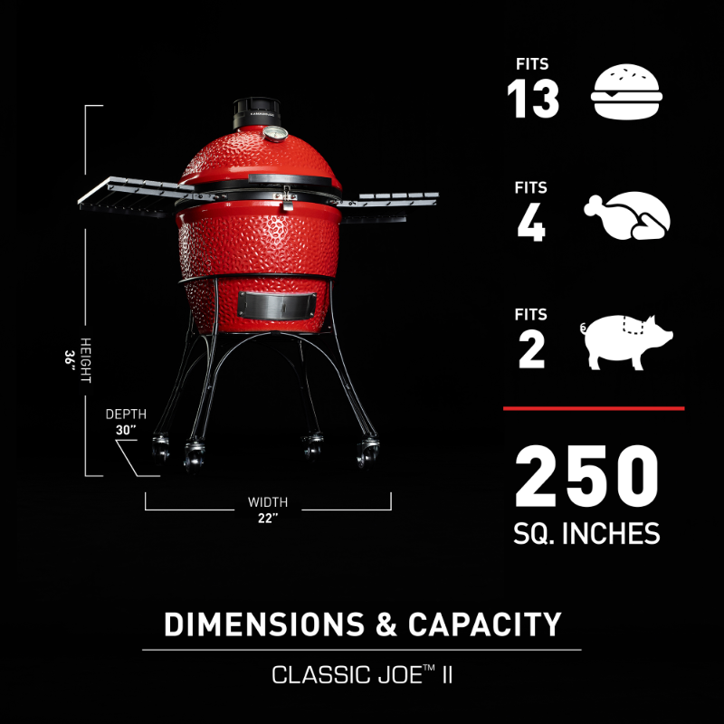 Kamado Joe - Classic Joe™ II 18-inch Charcoal Grill in Red with Cart