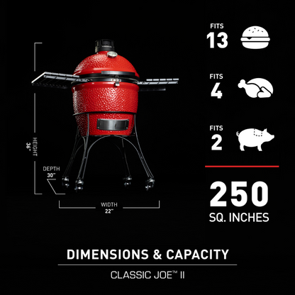 Kamado Joe - Classic Joe™ II 18-inch Charcoal Grill in Red with Cart