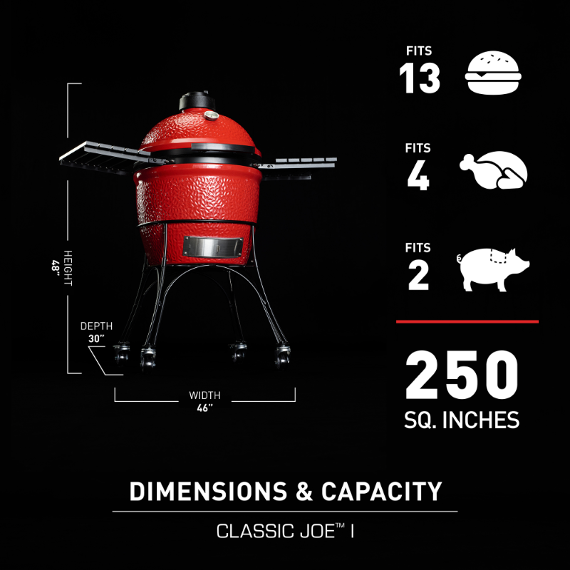 Kamado Joe - Classic Joe™ I 18-inch Charcoal Grill in Red with Cart