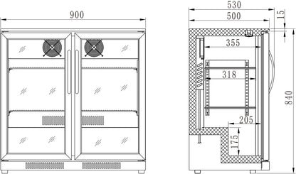 Everdure - Outdoor NEO 2 Door Bar Fridge Tropical Rated